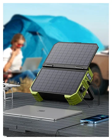 Portable Power Station w/Built-in Solar Panel 614WH/192000mAh LiFePO4 Battery Pack,600W AC/DC/USB/PD