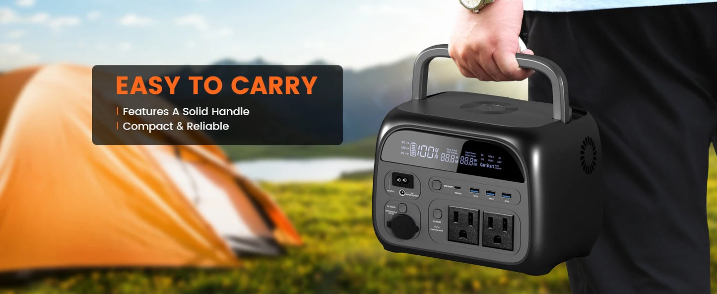 CTOLITY AP400 500W Portable Power Station 345.6Wh LiFePo4 Battery 100W 200W Solar Panel