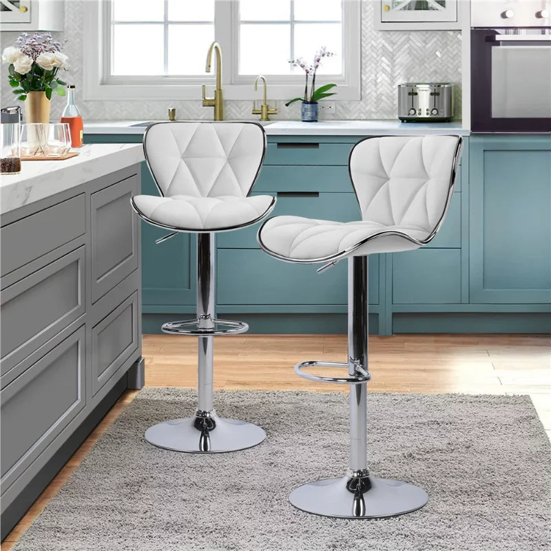 Alden Design Adjustable Midback Faux Leather Bar Stool, Set of 2, - My Store