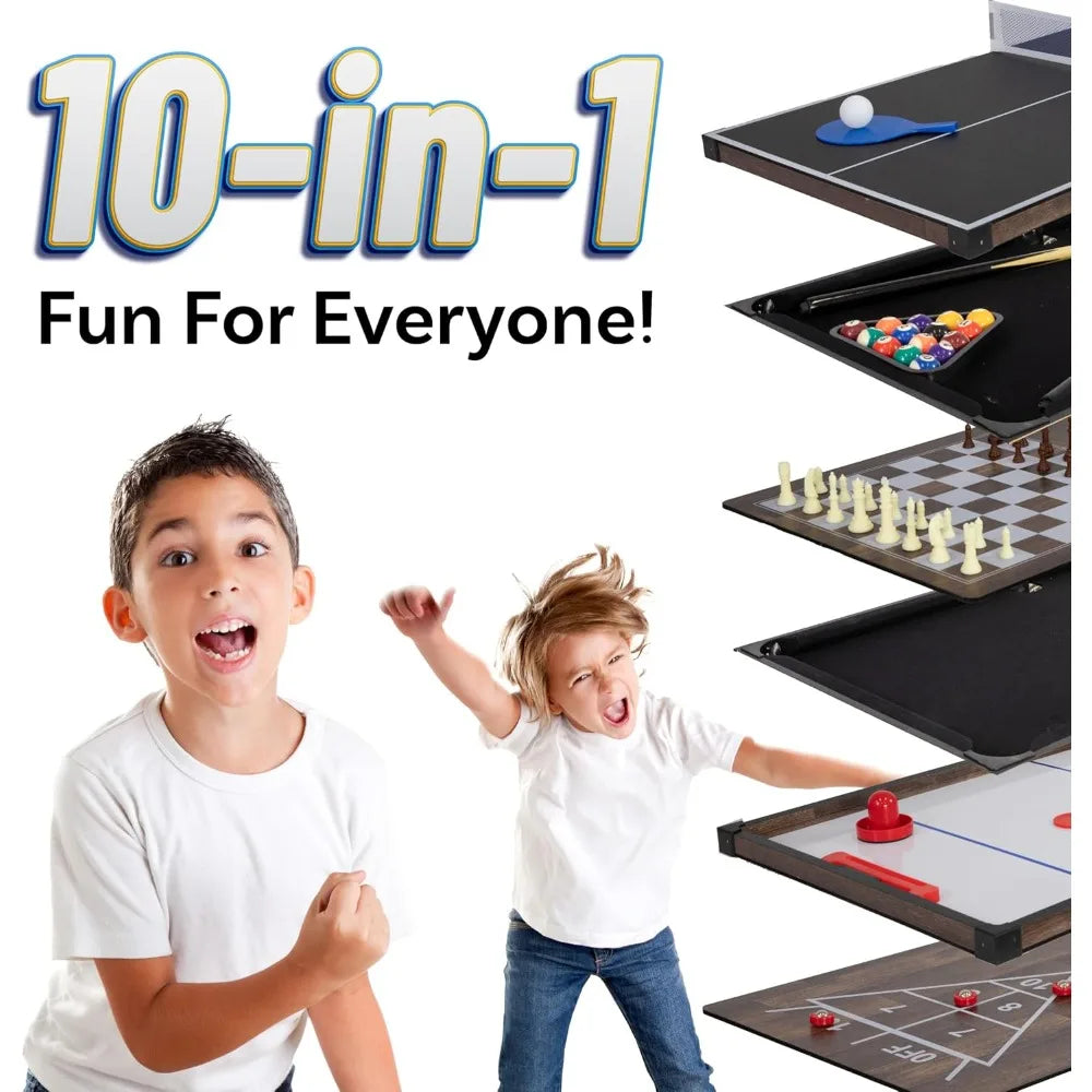 10-in-1 Game Table - Combination Multi-Game Table with Billiards, Push Hockey, Foosball