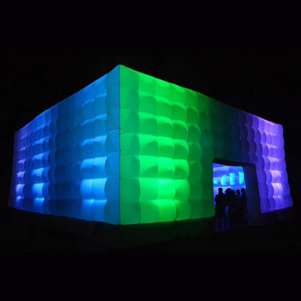 Portable Large LED Inflatable Air Cube Tent House w/Blower Inflatable Lighting Tent/Party Event