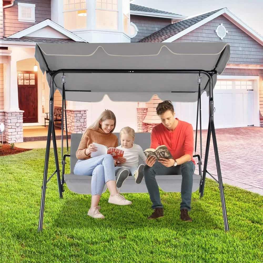 Outdoor Patio Swing Chairs Porch Swing with Adjustable Tilt Canopy & Durable Steel Frame