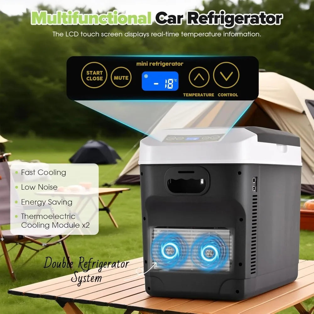 12V 31 Quart Car Refrigerator Portable Electric Cooler and Warmer W/ AC DC Power Cords