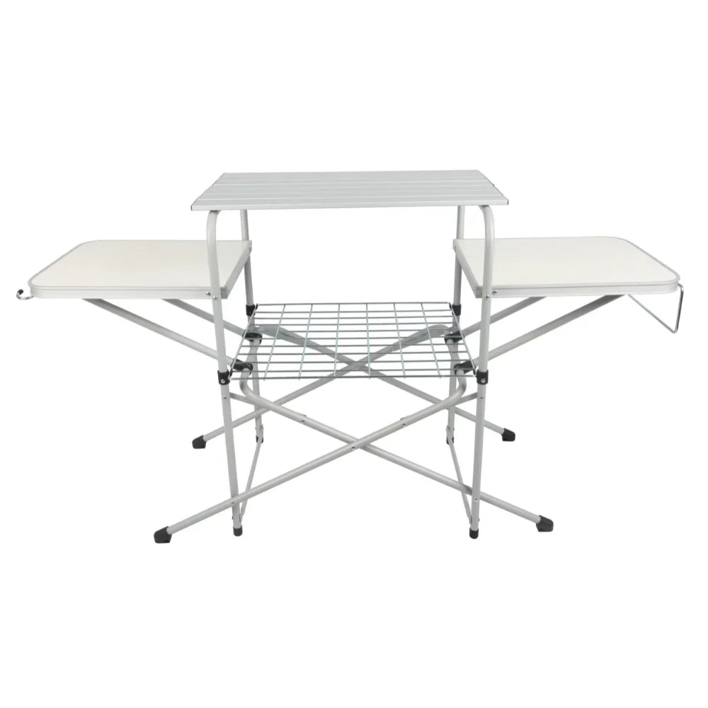 Camp Kitchen Cooking Stand with Three Table Tops Foldable Outdoor Furniture