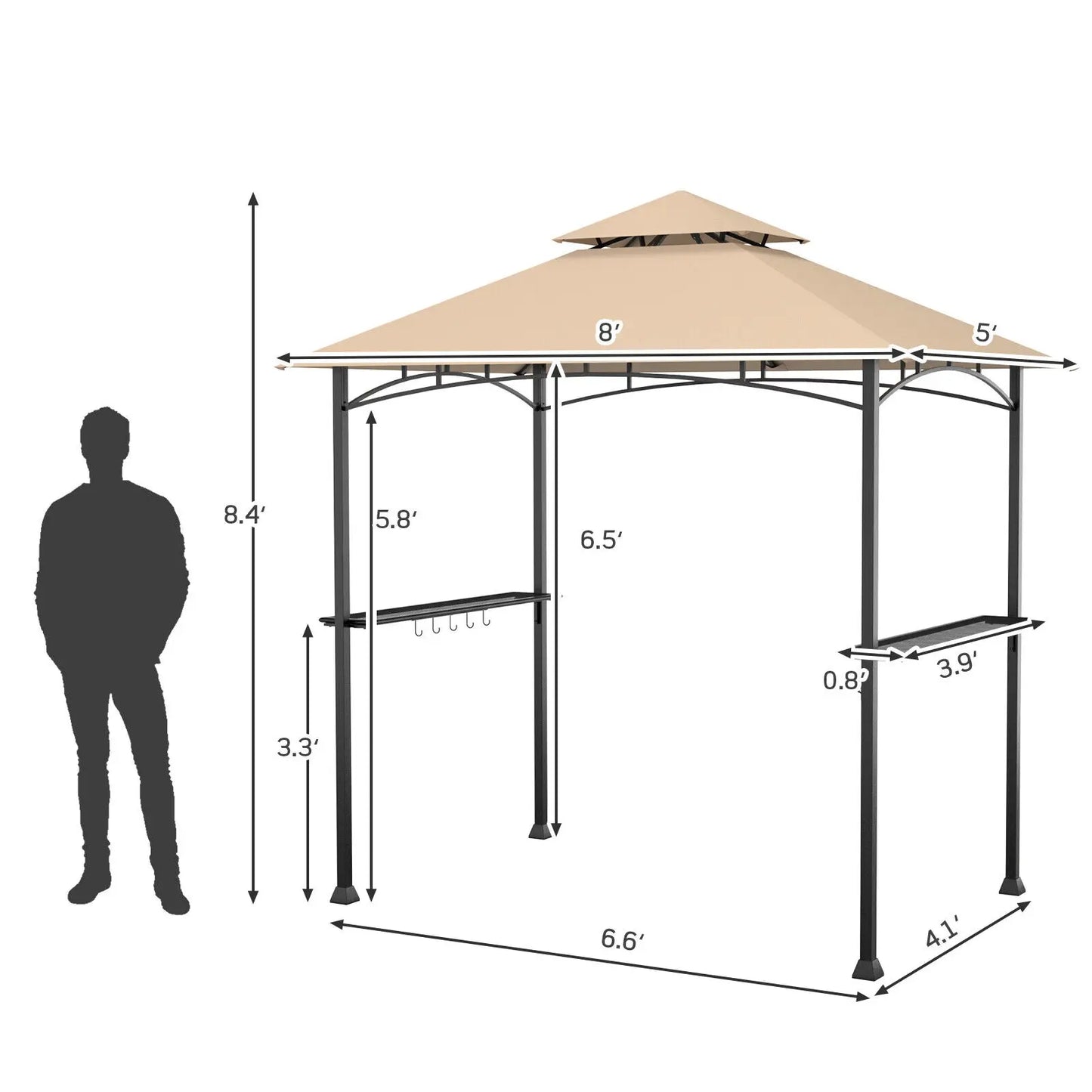 Patiojoy 8'X5' Outdoor Barbecue Grill Gazebo Canopy Tent Patio BBQ Shelter W/Air Vent NEW