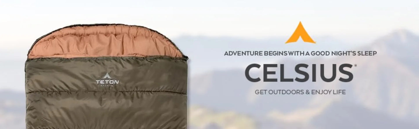 Teton Celsius Regular, -25, 20, 0 Degree Sleeping Bags All Weather Bags for Adults and Kids