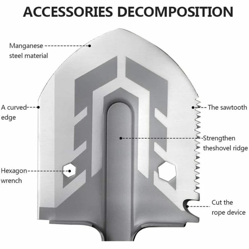 Outdoor Survival Shovel Portable Tactical Shovel Set Garden Multi-Tool Military Fold Up Shovel