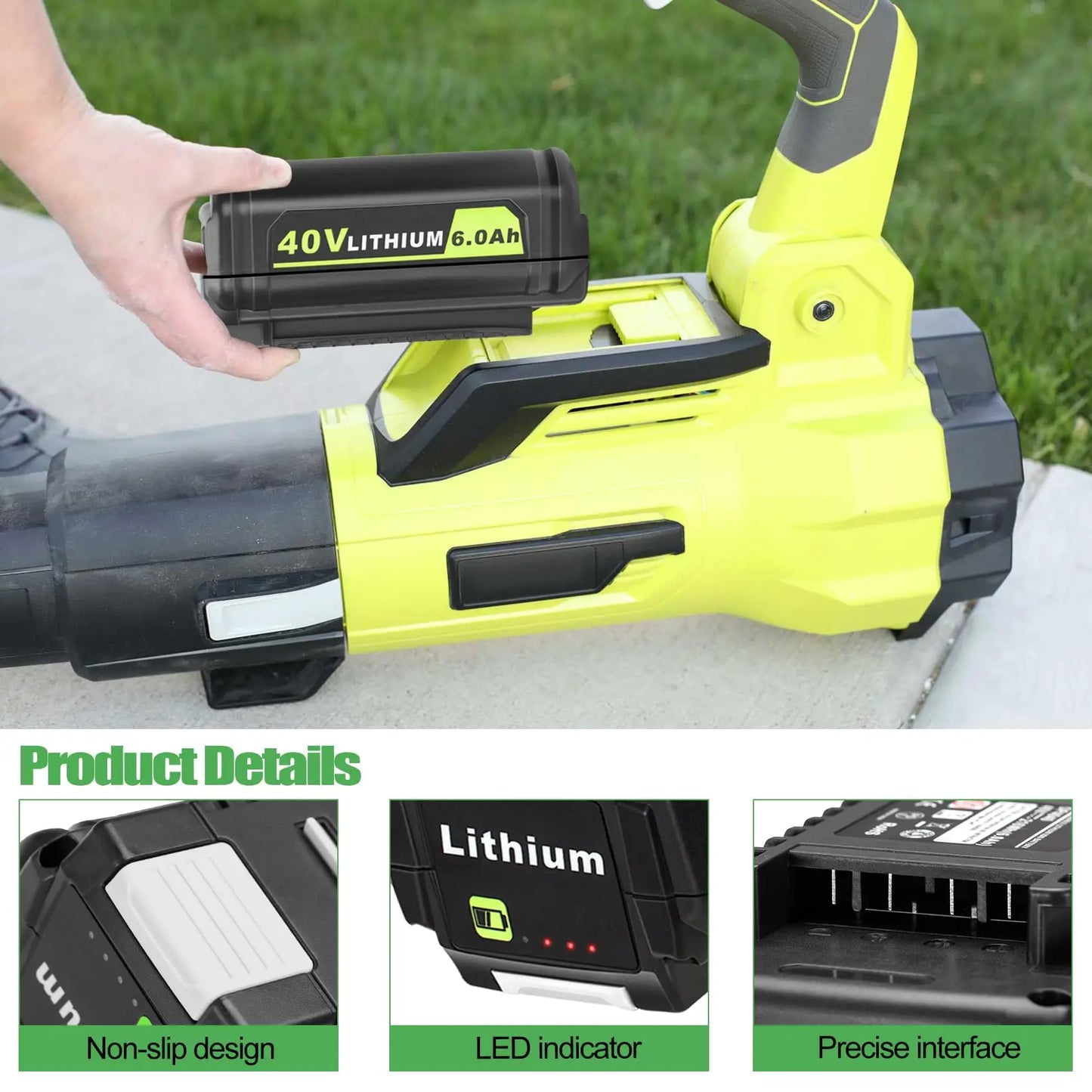 KUNLUN/Ryobi 6.0Ah 40V Li-ion Battery/OP40401 OP4050A OP4050 RY40502 RY40200 Rechargeable Battery