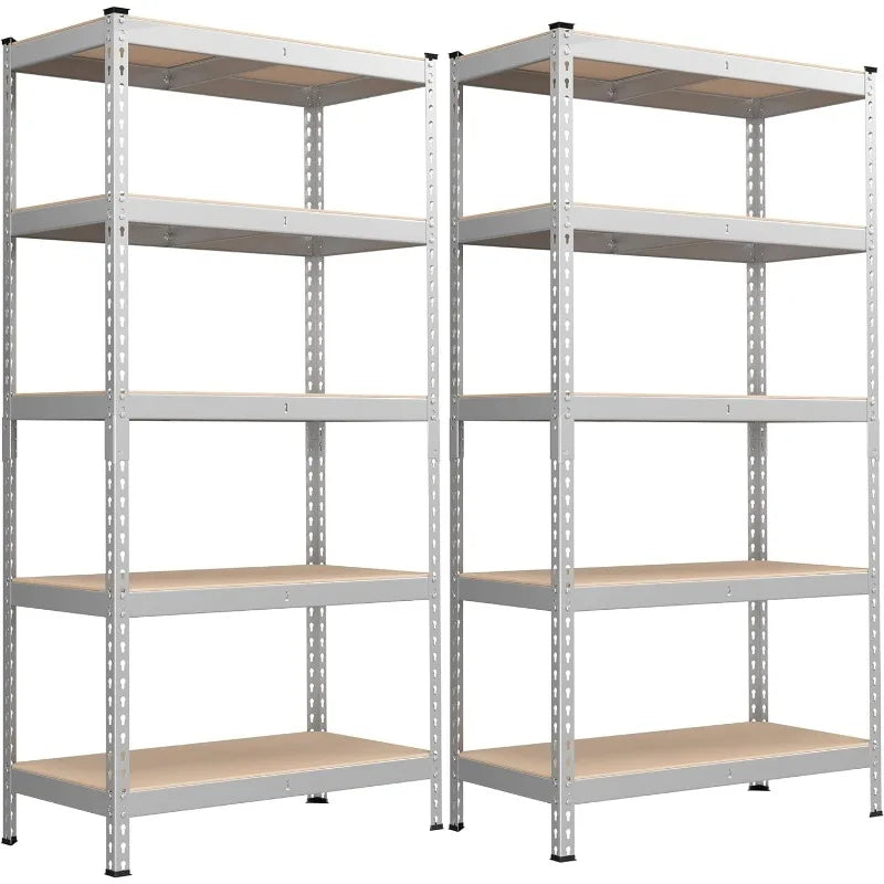 5-Tier Storage Shelves, Set of 2 Garage Storage, Boltless Assembly, Shelving Units, Load 1929 lbs