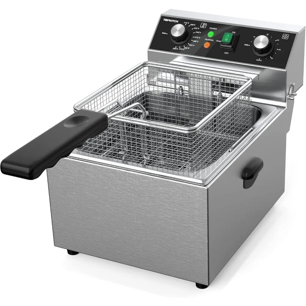 TOPKITCH Electric Deep fryer Stainless Steel w/Basket & Lid Capacity 10L(10.5QT) Countertop Fryers