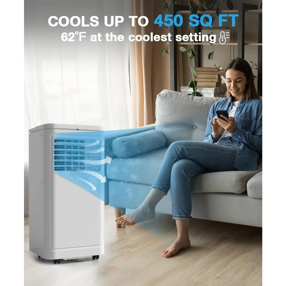 10000 BTU Portable Air Conditioner,Portable AC w/Dehumidifier & Fan, 2 Fan Speeds, 24H Timer, Remote