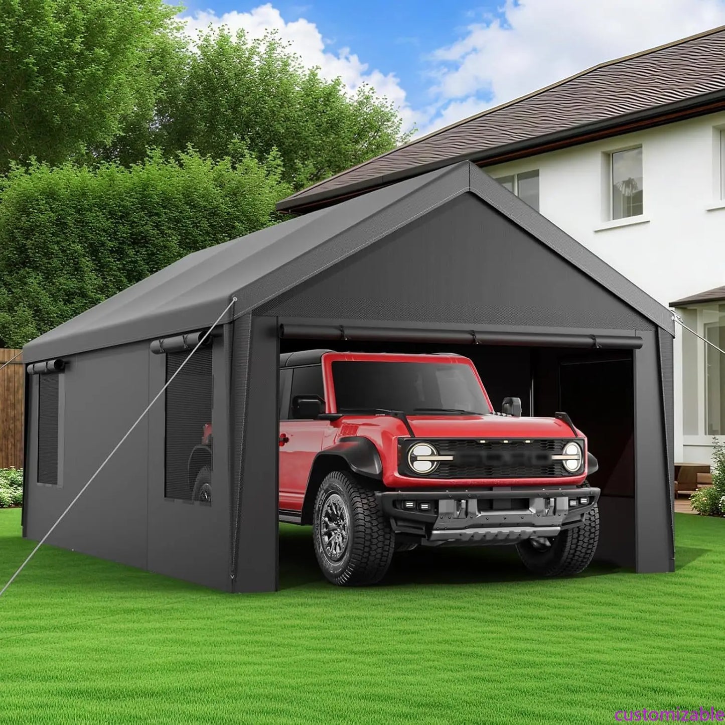 Durable 12x20ft Portable Garage Metal Carport with Galvanized Frame, Waterproof and UV Protection