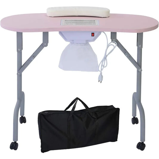 Portable Manicure Table Foldable Nail Desk with Dust Collector Professional Nail Tech Table