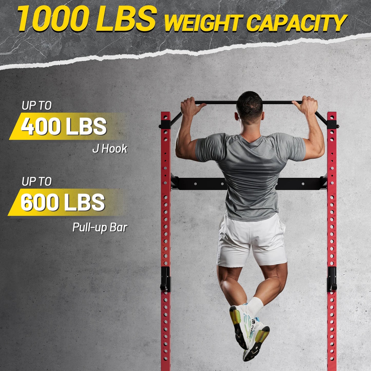 1000LBS Folding Squat Rack: Space-Saving Power Cage with Pull-Up Bar & Landmine – Gym in 60 Sq.Ft