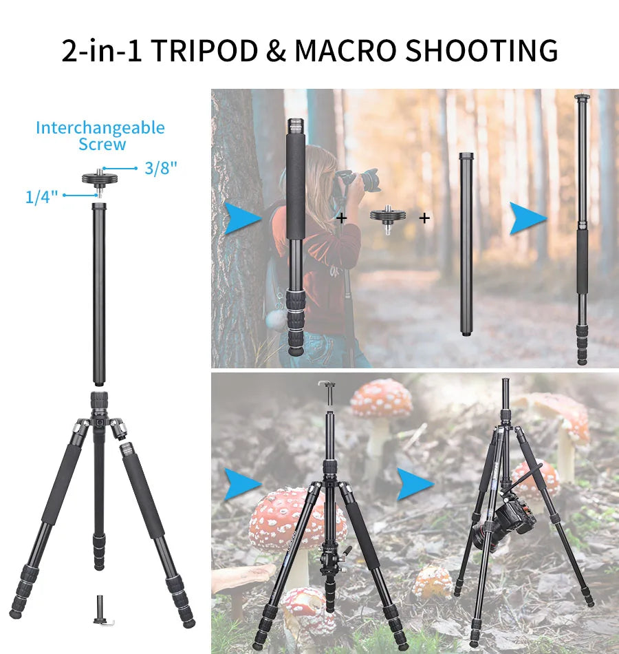 INNOREL RT45A Tripod Aluminum Alloy Travel Portable Photographic Monopod/DSLR Camcorder Stand