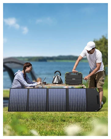 Portable Power Station w/Built-in Solar Panel 614WH/192000mAh LiFePO4 Battery Pack,600W AC/DC/USB/PD