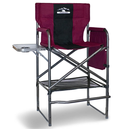 Tisetrail Tall Directors Chair 30" Seat Height, Bar Height Folding Chair with Side Table