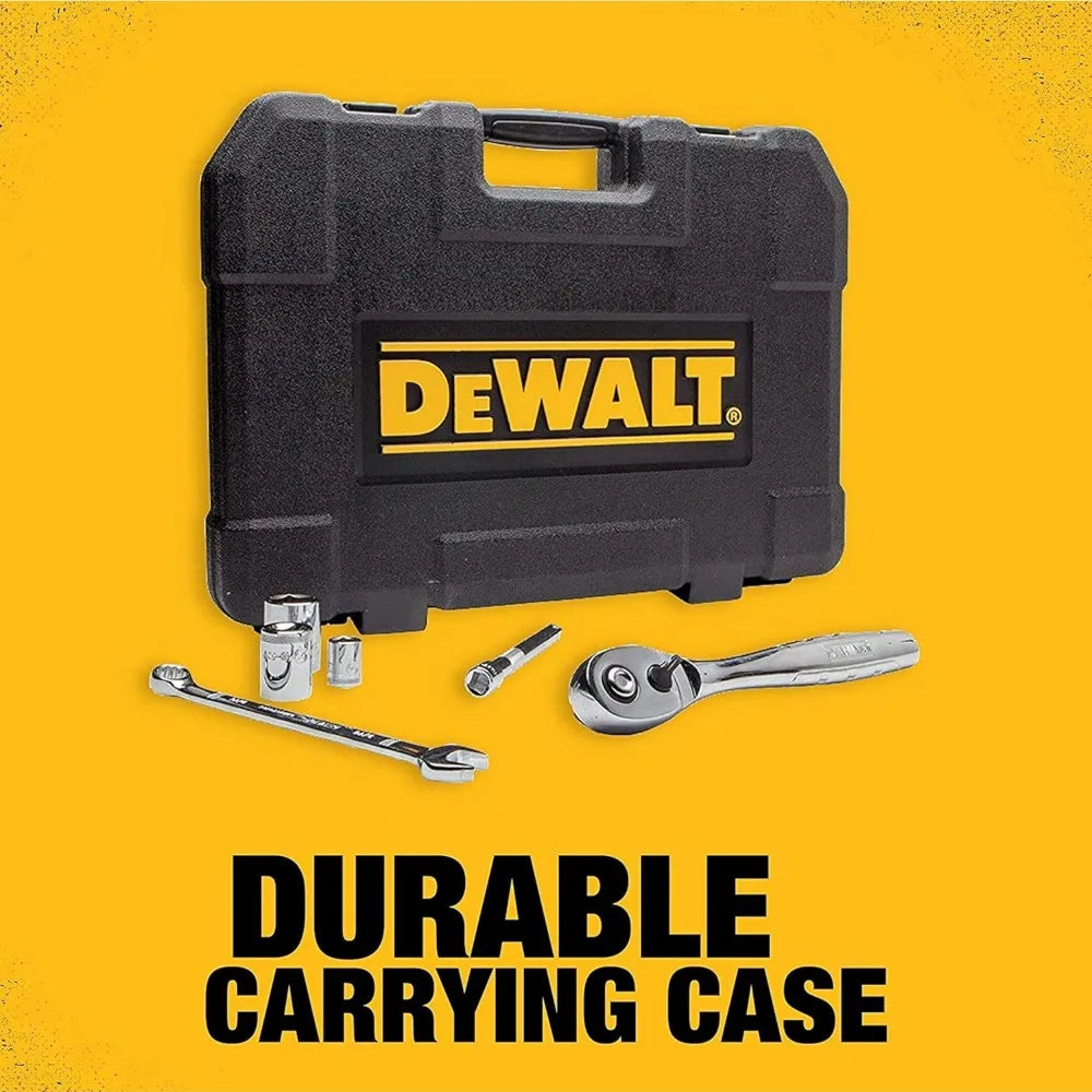 DEWALT Mechanics Tool Set, SAE and Metric, 1/2, 1/4, 3/8 Drive Sizes, 192-Piece, Chrome Vanadium Steel, (DWMT75049)