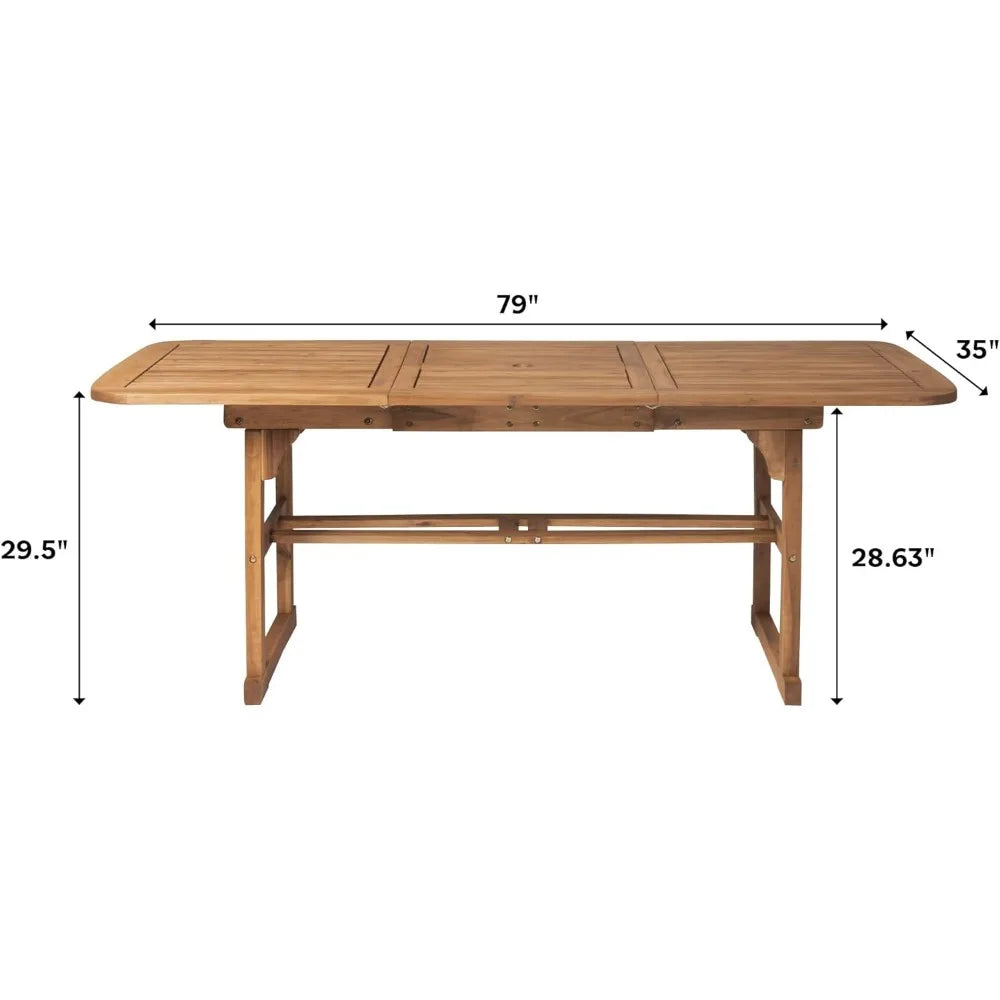 78" Outdoor Table, Modern Solid Acacia Wood Slatted, 6-8 Person, Patio Table