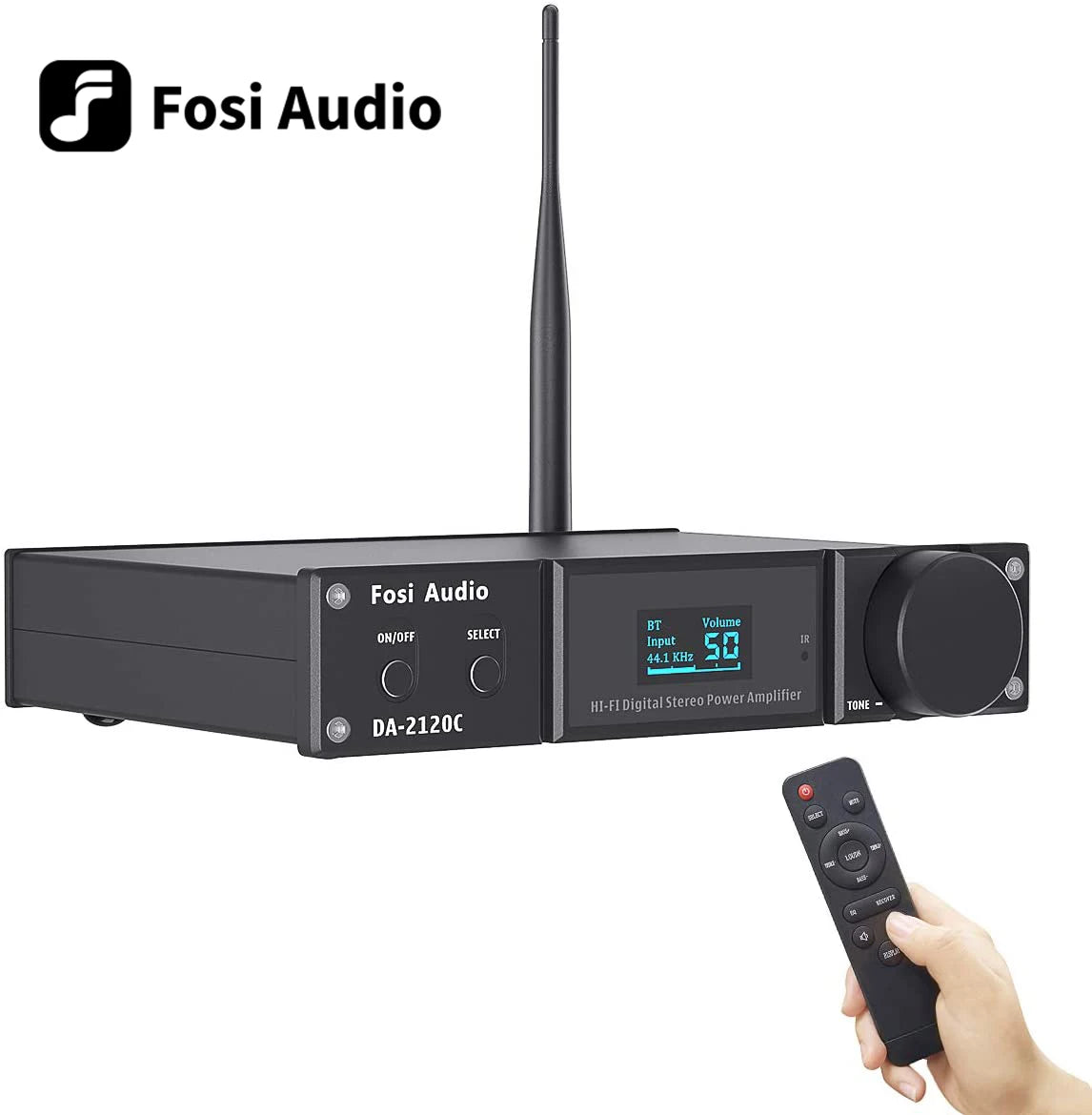 Fosi Audio DA2120C Bluetooth Amplifier 120W x2 Stereo HiFi 2.1 Channel Wireless Stream Class D