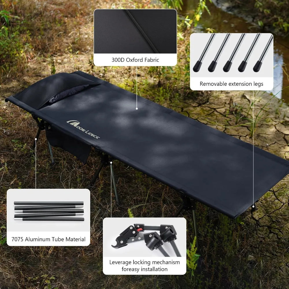 MOON LENCE 1 Pack Height Adjustable Camping Cot - Supports 330 lbs, Portable Folding Bed
