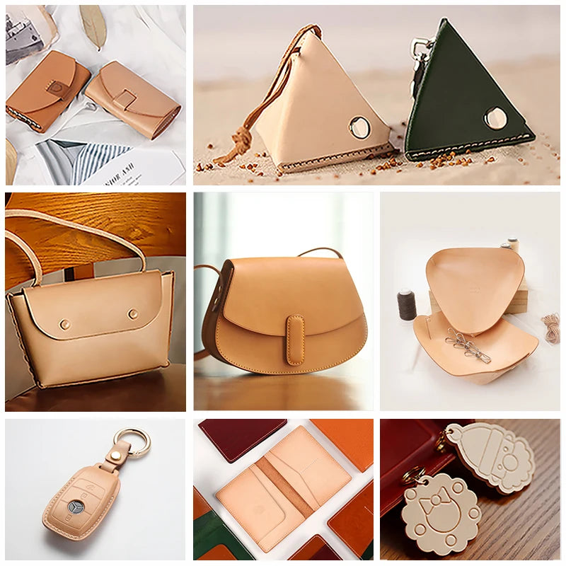 WUTA Full Grain Natural Vegetable Tanned Cowhide DIY Pre-cut Vachetta Leather Genuine Leather Craft