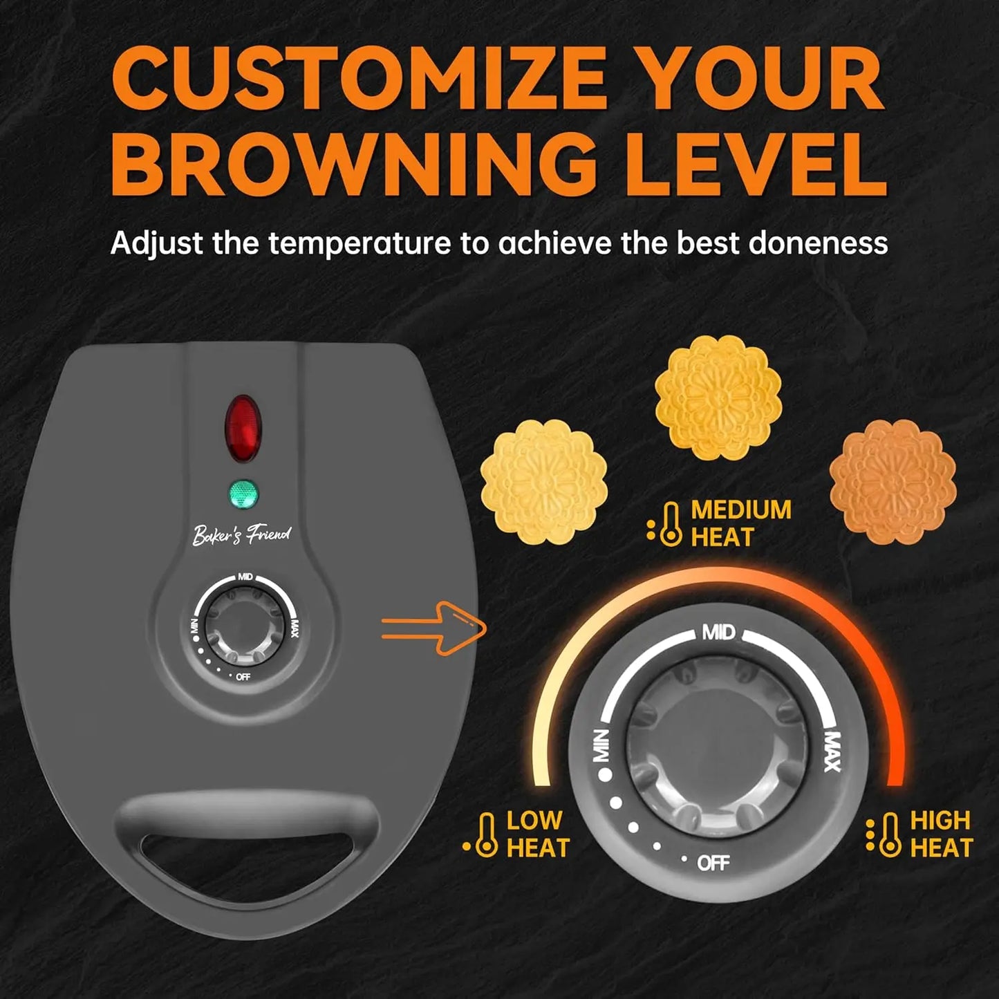 Multi Pizzelle Maker Electric, Stroopwafel Iron, 4 x 4.5'' Pizzelle Waffle Cookies Maker