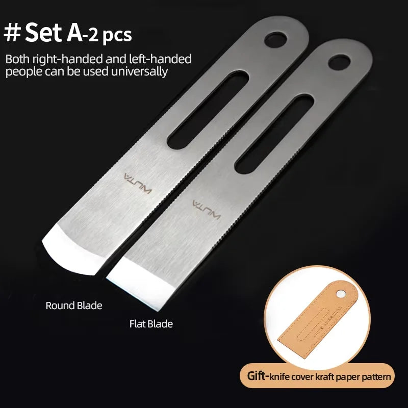 WUTA Design Professional Leather Thinning Knife Skiving, Round/Flat/Slanted Blade,Right/Left Handed