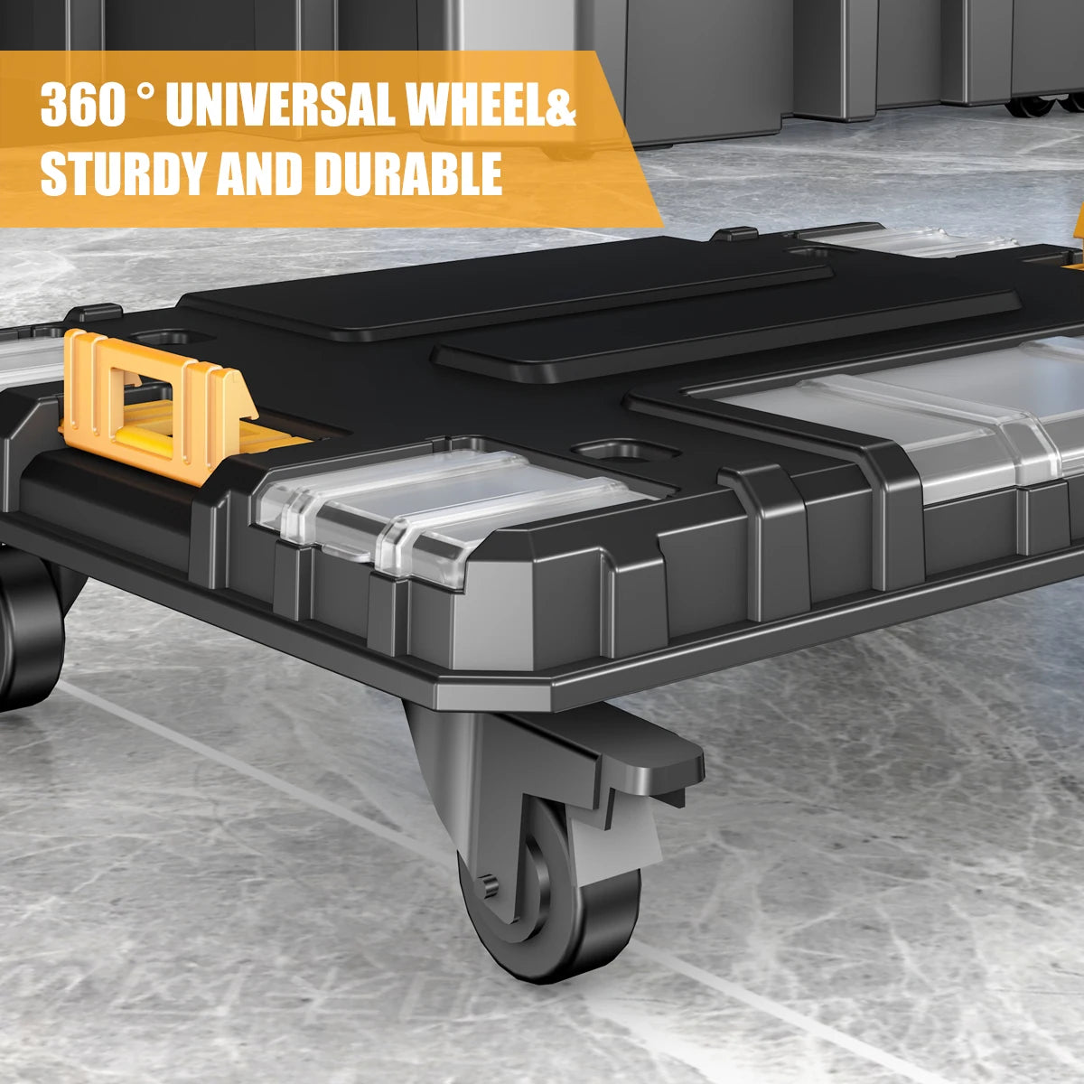 AIRAJ MultiFunctional Tier Stackable Rolling Plastic Portable Folding Tool Storage Box