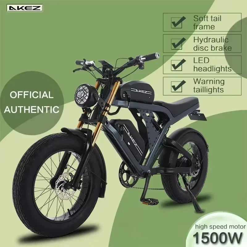 Ebike AKEZ King Kong1500W 48V 41AH dual battery, 20-inch fat tires, hydraulic oil brakes