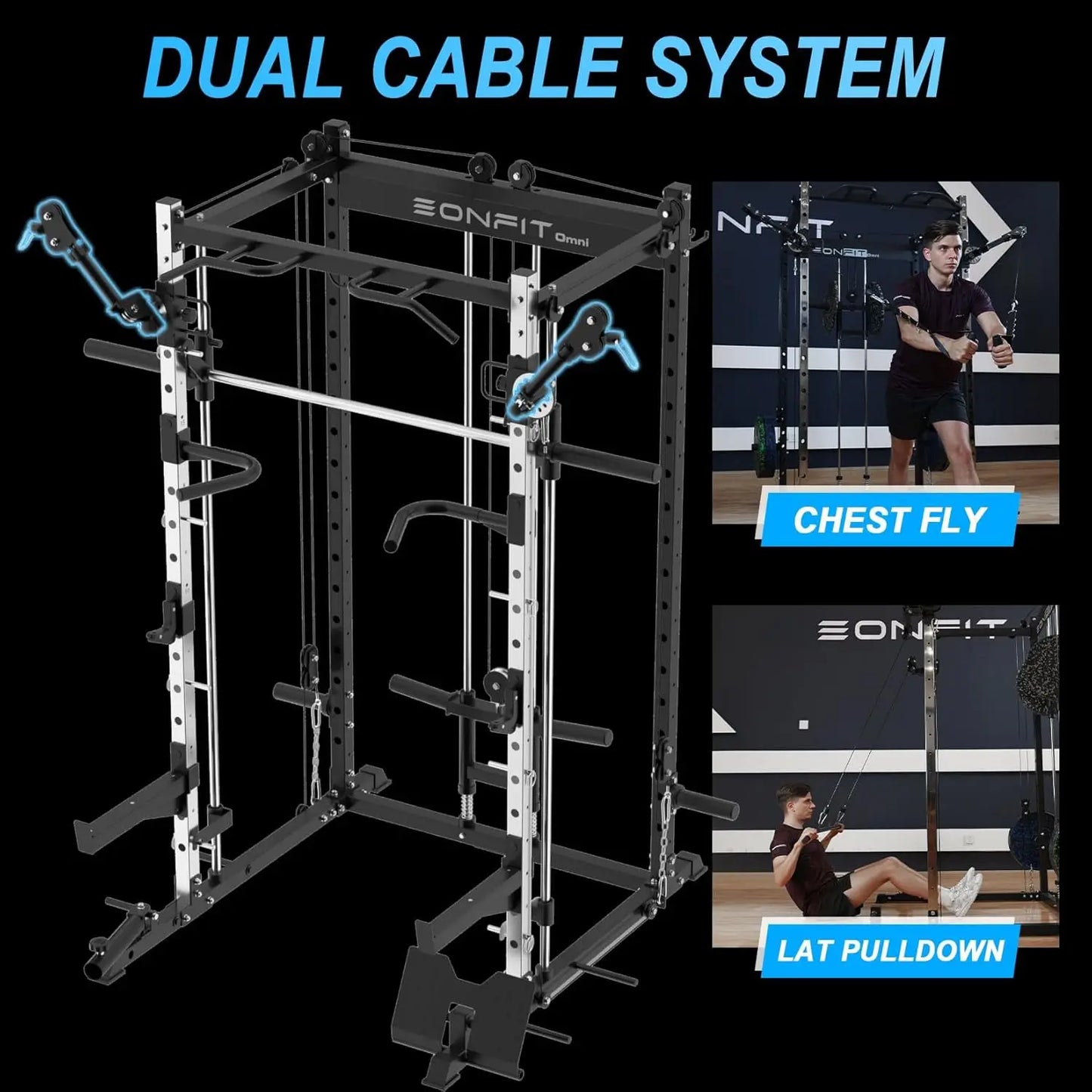 Rack 1200 LBS Power Cage Squat Rack with Bar and Adjustable Cable Crossover System Multi-Function