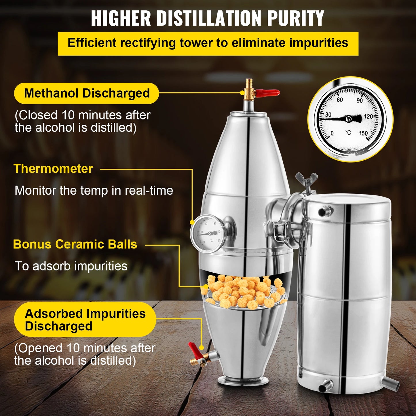 VEVOR 20L 30L 50L 70L Alcohol Distiller Machine Beer Brewing Equipment DIY Wine Moonshine Dispenser