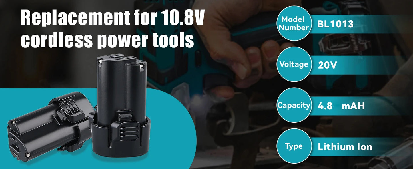 VANON 1/2/4 Pack 4.8Ah Li-ion BL1013 Makita Battery BL1014 194550-6 194551-4 195332-9