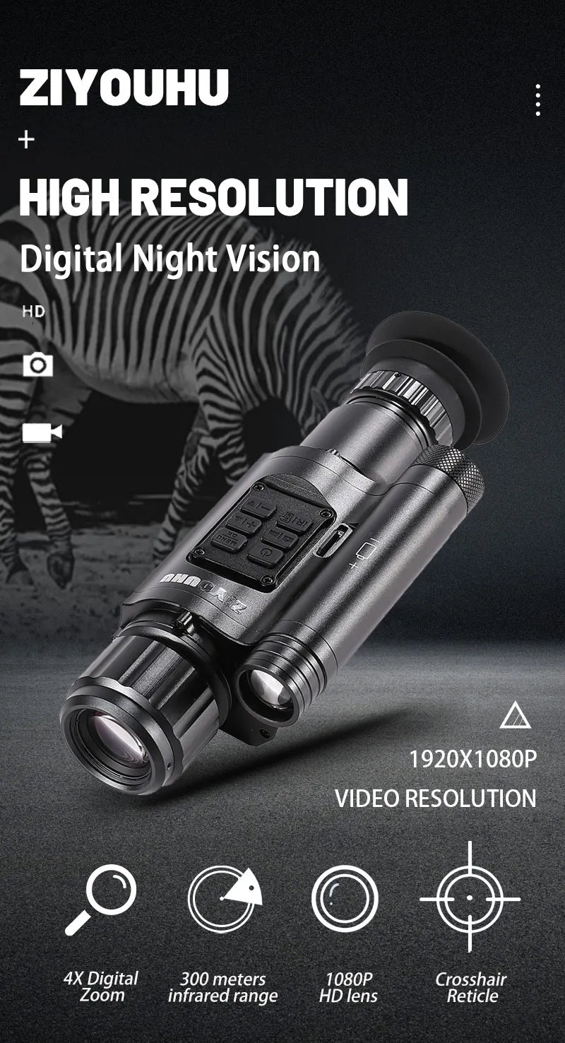 NV075 Digital Night Vision 1080P Video Camera Infrared Monocular Optics Lens Hunting Night Scope