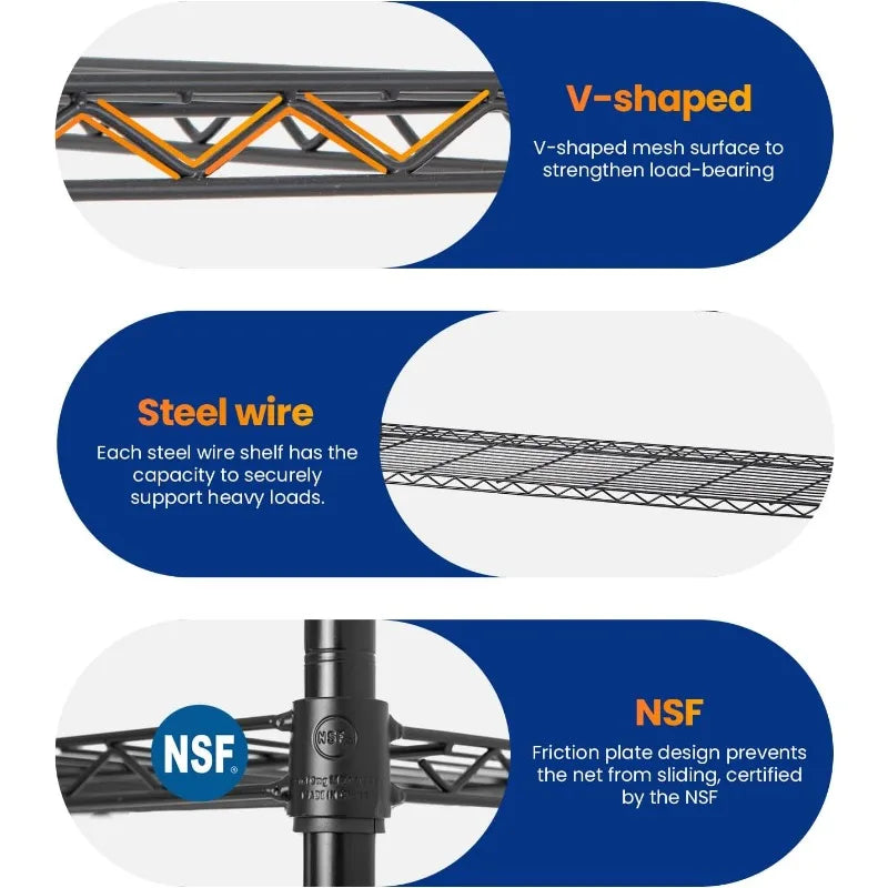 Storage Shelves 2100Lbs Capacity, 6-Shelf on Casters 48" L×18" W×72" H Commercial Wire Shelving Unit