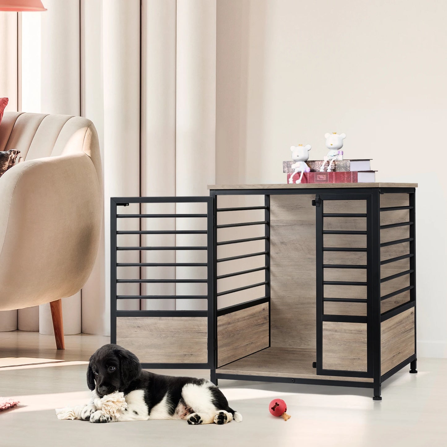 Small Heavy Duty Dog Cage Side End Table, Indoor Dog Kennel, Dog Crate Furniture