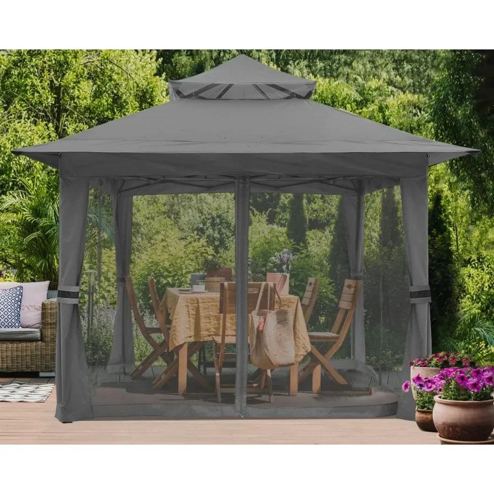 Pop Up Gazebo 13x13 - Outdoor Canopy Tent with Mosquito Netting for Patio Garden Backyard(Gray)