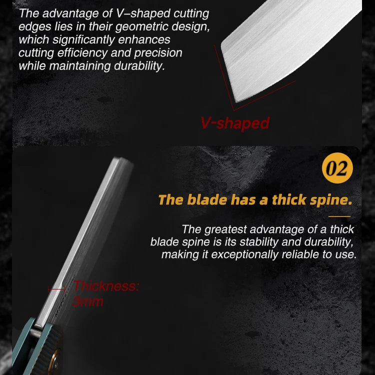 M390 Steel Folding Knife, Men's Everyday Carry Pocket Knife, Titanium Handle, Outdoor Camping Hunting EDC Pocket Knife