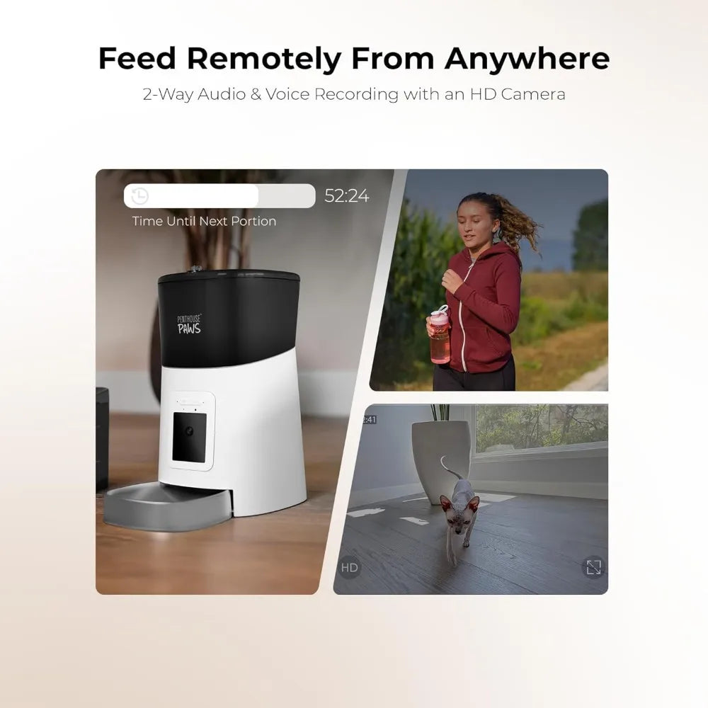 Smart WiFi Automatic Cat & Dog Feeder with Camera, 6L , App Control,Timed Feed, Voice Record