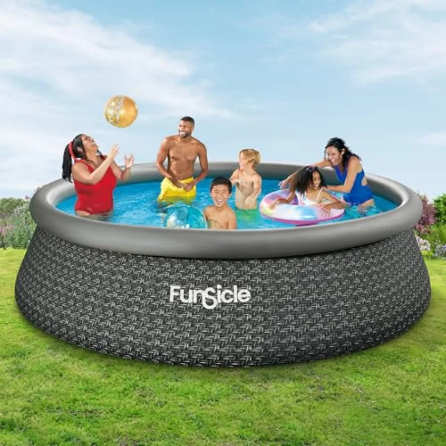 FUNSIDE Above ground swimming pool, PVC material, blue color, quick inflatable setup