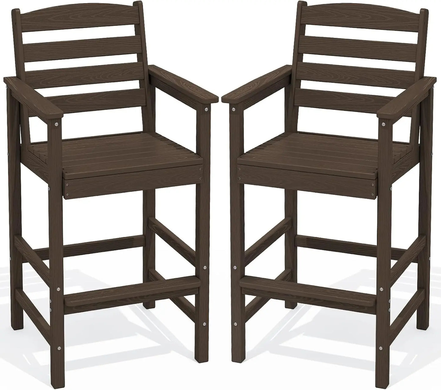 Two Piece Set High Top Patio Adirondack Chairs, Balcony Height Outdoor Barstool Seating Combination