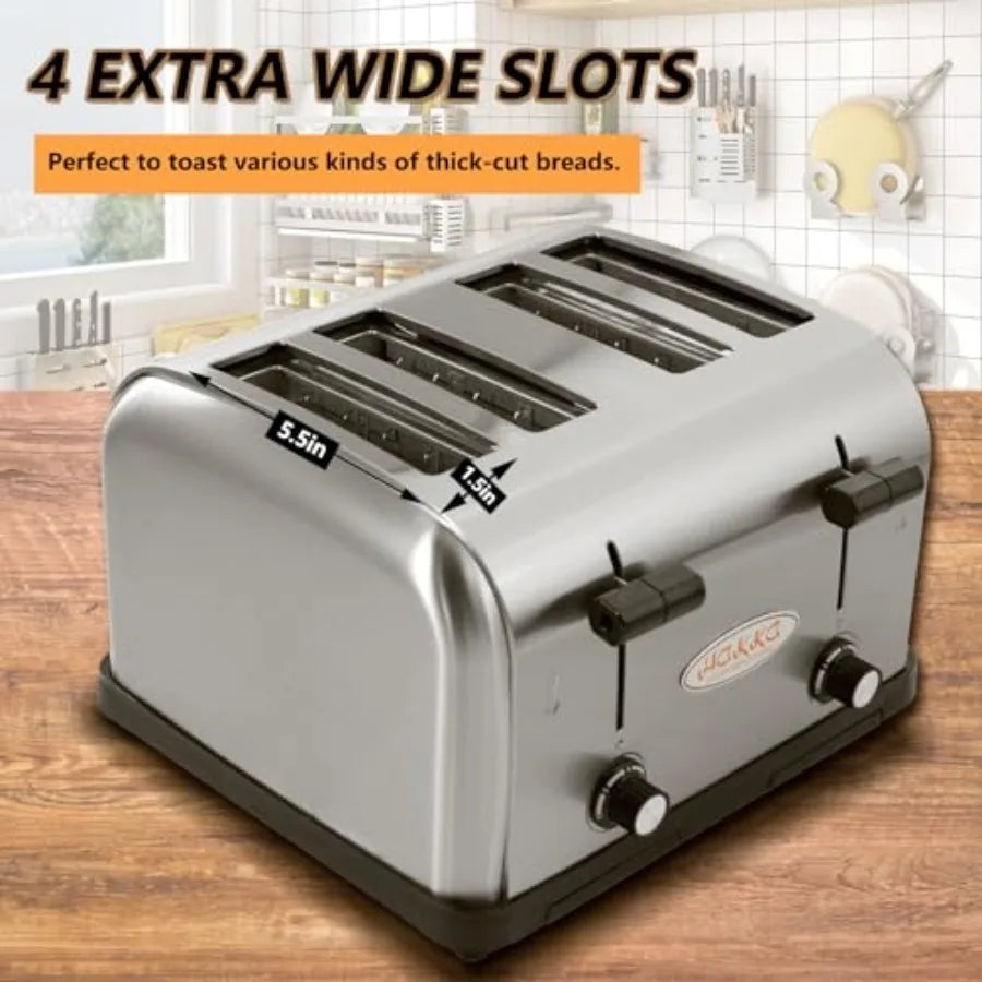 Commercial 4-Slice Toaster for Restaurant and Cafe Use Hamburger Buns Bagels and Bread/Automatic Pop