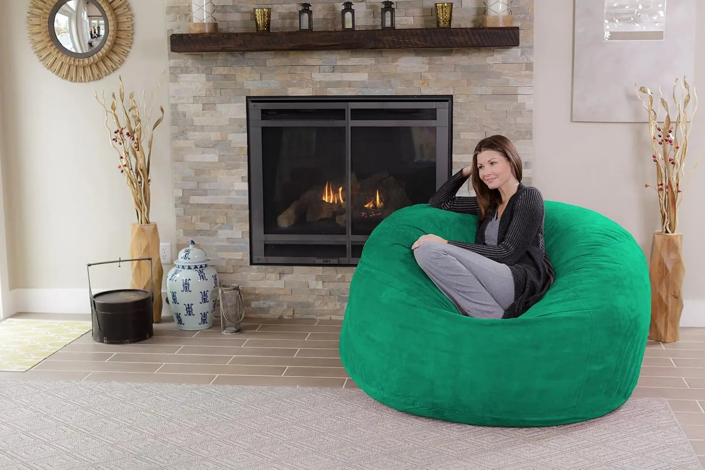 Sack Bean Bag Chair: Giant 5' Memory Foam Furniture Bean Bag - Big Sofa with Soft Microfiber