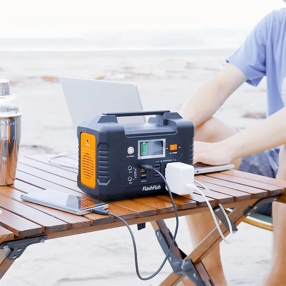 FlashFish E200 151Wh Power Station 200W Pure Sine Wave Solar Generator, 40800 mAh Battery/AC/DC/USB