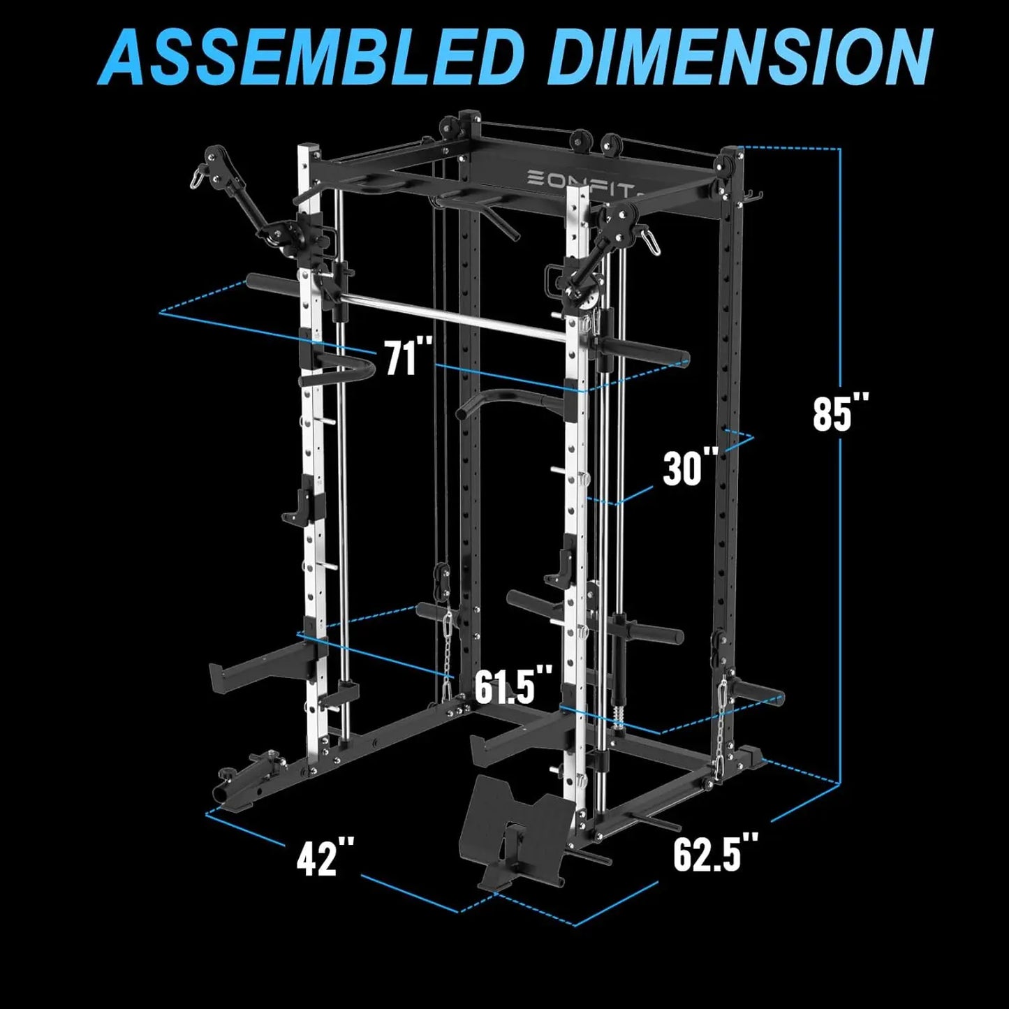 Rack 1200 LBS Power Cage Squat Rack with Bar and Adjustable Cable Crossover System Multi-Function