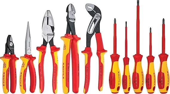 Knipex Tools LP - 9K989831US 10 -Piece 1000V Insulated High Leverage Pliers, Cutters, Screwdriver