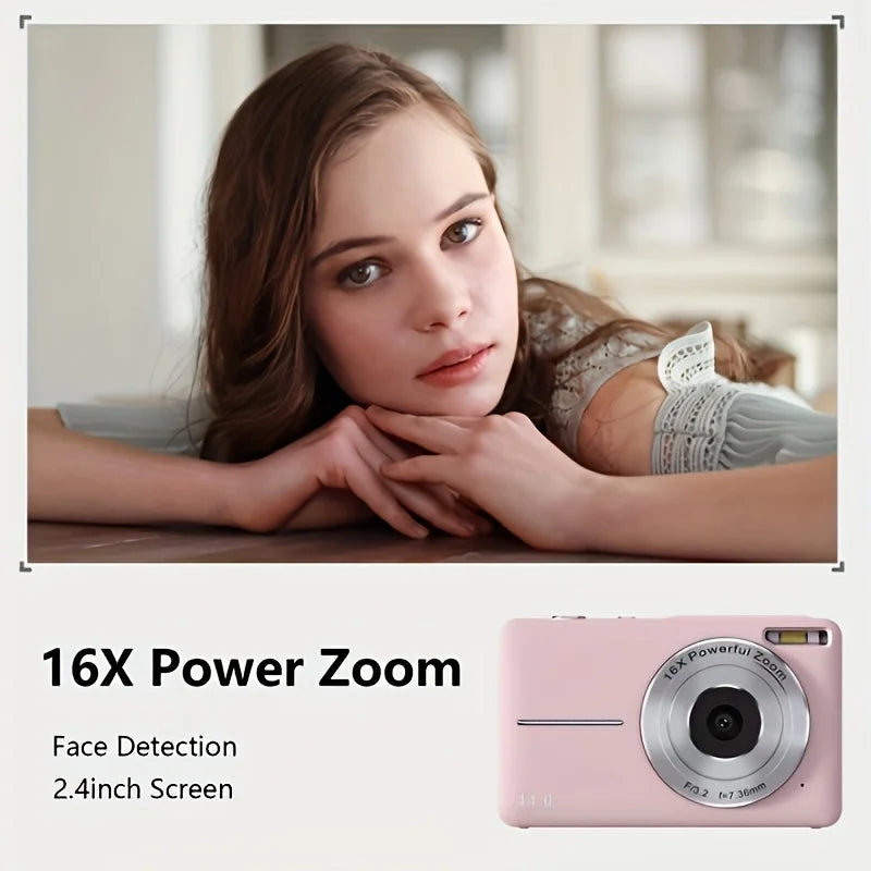 Digital Camera, FHD 1080P, Digital Point And Shoot, 44MP For Vlogging W/Anti Shake 16X Zoom, Compact