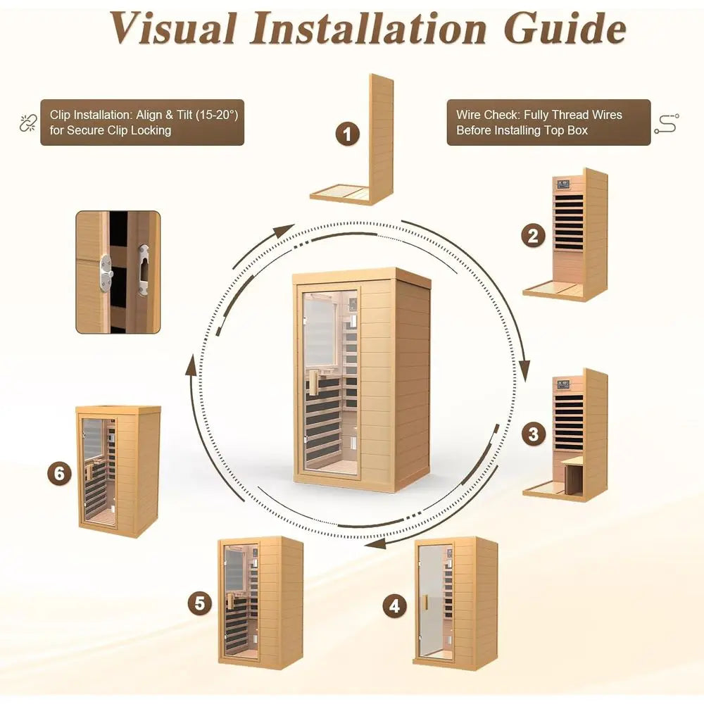Indoor Hemlock Wood Sauna with Backrest, 1062W, 110V, Low EMF, Integrated Speakers, Reading Lamp