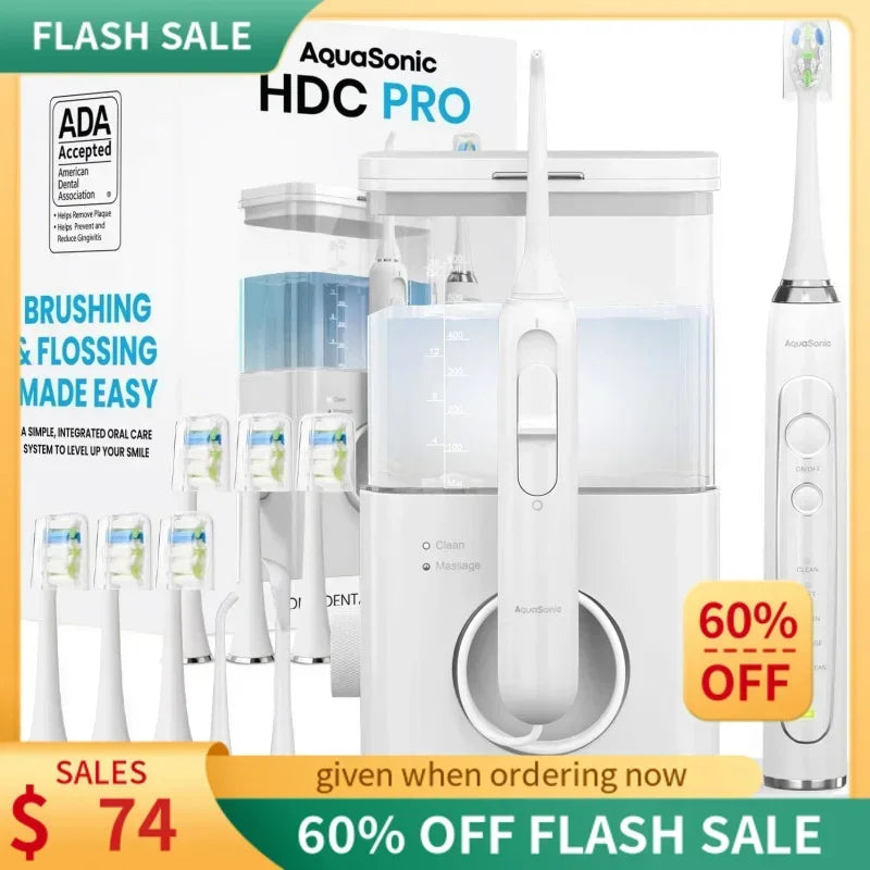 QWAquaSonic Home Dental Center PRO  Brush & Floss – Power Toothbrush & Water Flosser