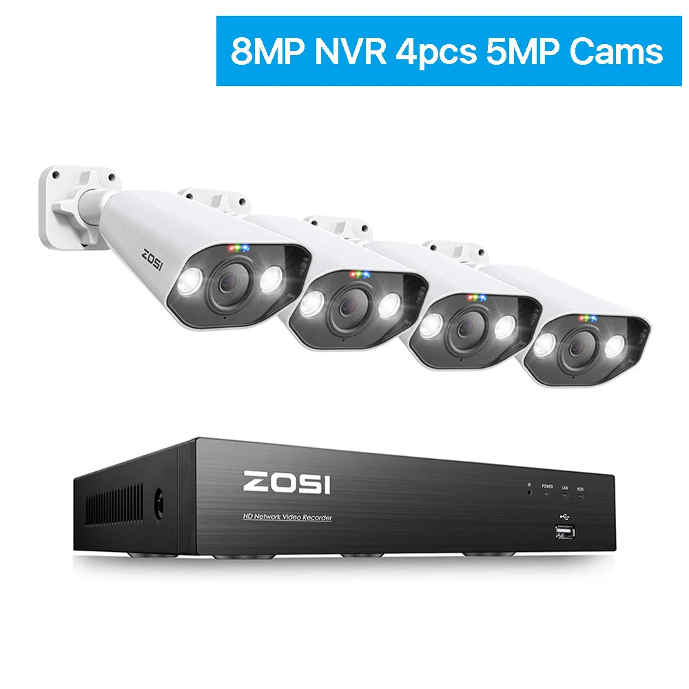 ZOSI 8CH 4K PoE CCTV Security Camera System 8MP/5MPSuper HD Outdoor IP Cameras AI Starlight/Night